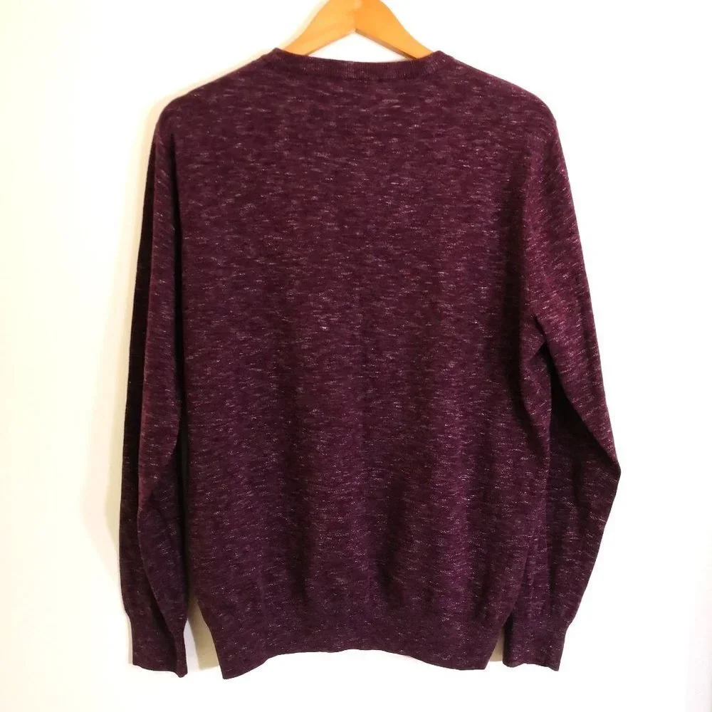 J. Crew Men's 100% Cotton Crewneck Pullover Sweater Burgundy Tweed‎ Size L